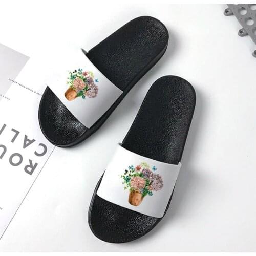 Summer Slippers 2021 Female shoes House Indoor Sandals Flower Pattern Non-slip Flip Flops Fashion Beach Shoes Women Oversize