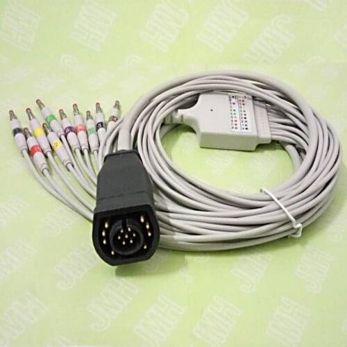 Compatible with 15pin ZOLL ECG/EKG machine the 10 lead IEC 4.0mm banana plug ECG cable