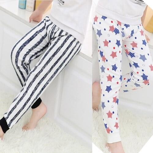 Thermal Warm Leggings For Boys Girls Inner & Out Wear Pants For Children Striped Cartoon Animal Design Casual Home Trousers