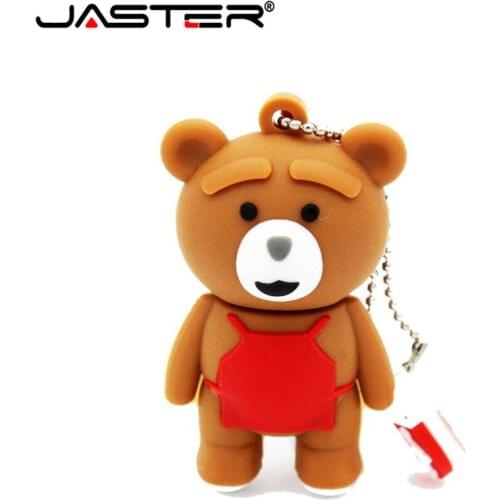 JASTER hot selling usb flash drive pen drive 32gb pendrive cartoon Red apron bear 64GB 16gb memory stick u disk flash card gift