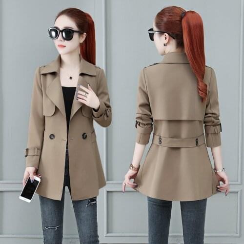 Spring Plus Size Windbreaker Women 2021 Autumn New Fashion Double-Breasted Short Trench Coat Elegant Ladies Outerwear Tide H1276