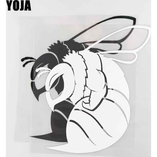 YOJA 22.1×24.2CM Strong Bee Vinyl Pattern Cartoon Animals Car Sticker Decal Black/Silver 19C-0054