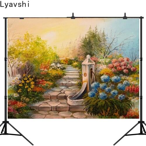 Lyavshi Vinyl Photography Background Oil Printing Floral Flowers Dream Garden Baby Birthday Children Backdrop Photo Studio