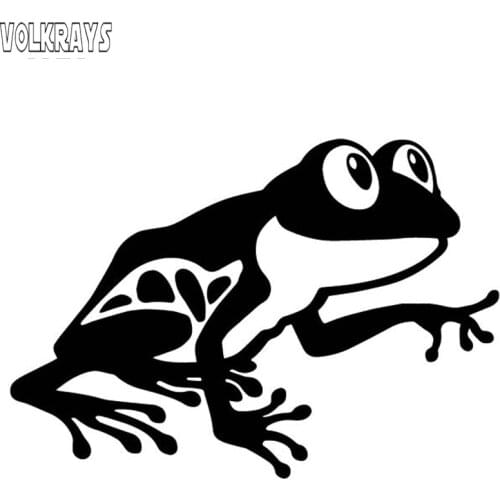 Volkrays Creative Car Sticker Frog Pattern Accessories Reflective Waterproof Sunscreen Vinyl Decal Black/Silver,9cm*14cm