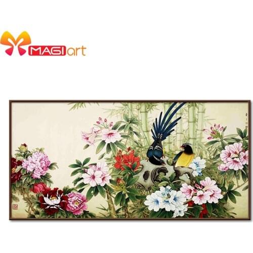 Cross stitch kits Embroidery needlework sets 11CT water soluble canvas patterns 14CT Chinese Style A Pair Of Sparrow-NCMA040