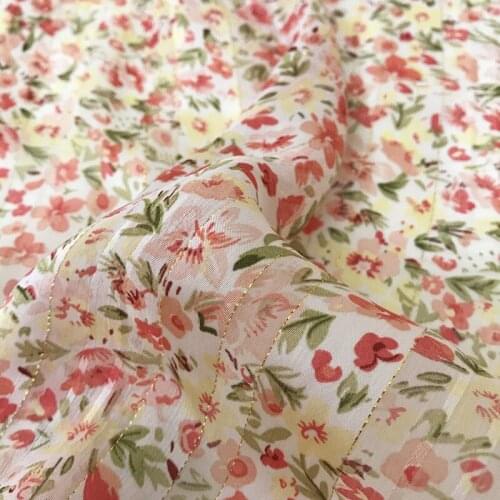 One meter High quality Chiffon patchwork Small floral print african chiffon fabric Fashion shirts long skirts clothing material