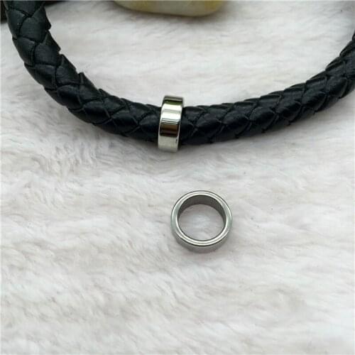 Wonlee Winle Stainless Steel 8.4mm hole Round Beads Spacer Charms For Men Leather Bracelet Jewelry Making(Without Bracelet)