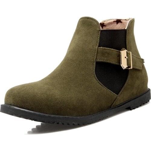 Big Size 9 10 11-16 boots women shoes ankle boots for women ladies boots shoes woman winter Round head pure color