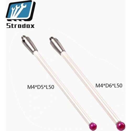 1pcs/lot M5 M6 Ceramic Probe Lever Dial Indicator Ruby Measuring Tip Head CMM Needle Length 50 100mm Non-magnetic Gauge Pin Rod
