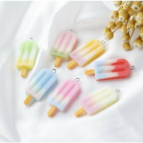 10Pcs Resin Colourful Ice Cream Charms Pendants For DIY Decoration Earrings Keychains Jewelry Accessories