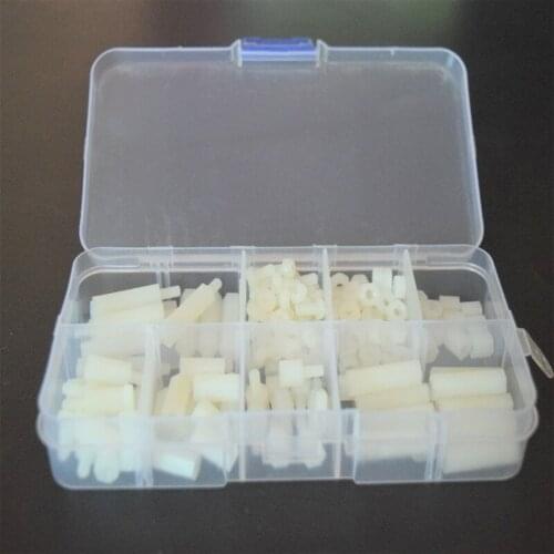 180pcs M3 Nylon White M-F Hex Standoff Spacers Screw Nut Assortment Kit with Box