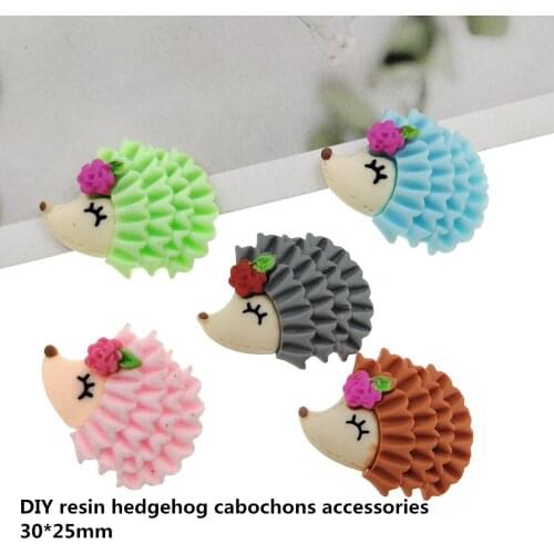 20pcs/lot DIY flat back resin hedgehog for kids hair clothing accessories resin cabochons accessories