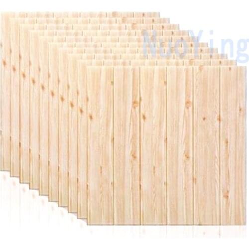 3D Wood Grain Wall Sticker Home Decor Foam Waterproof Wall Covering Self Adhesive Wallpaper For Living Room Bedroom Roof