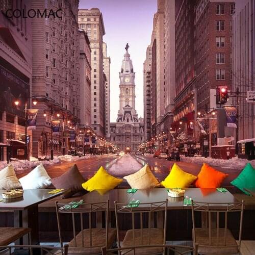 Colomac Custom European City Night View 3D Wallpaper Street Restaurant Hotel Mural Home Wall Stickers for Decor Drop Shopping