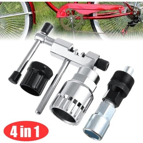 4 In 1 Bike Removers Bicycle Crank Chain Axis Removal Black Convenient Repair Accessories Tools Kit Carbon Steel Material