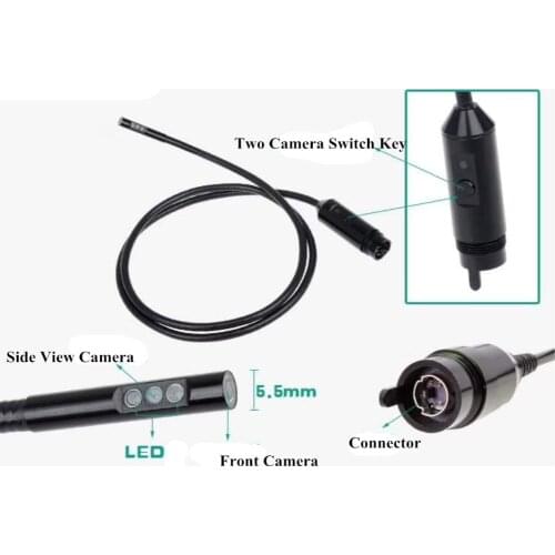 5.5MM Dual Camera (Front Camera and Side View Camera ) Endoscope Pipe For AV Endoscope Camera