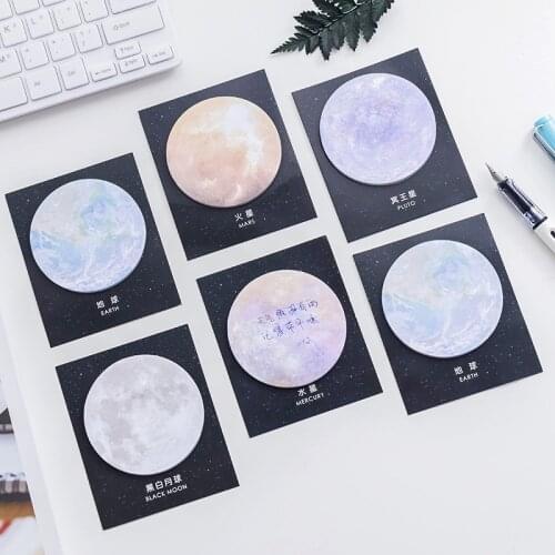 6pcs/lot Cute Kawaii Paper Sticky Memo Pad Creative Space Planet Note For Kids Gift Korean Stationery Free Shipping