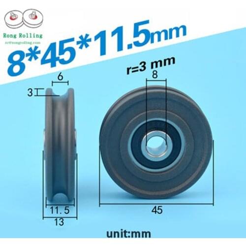 8*45*11.5 U-groove door or window nylon wheels/rollers/pulleys diameter 40mm,thickness 11.5mm, bearing 608 bore 8mm