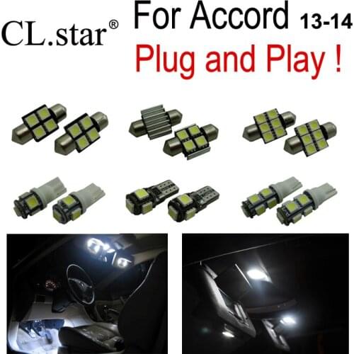 8pc x free shipping Xenon white LED interior light kit package For Honda For Accord (2013+)