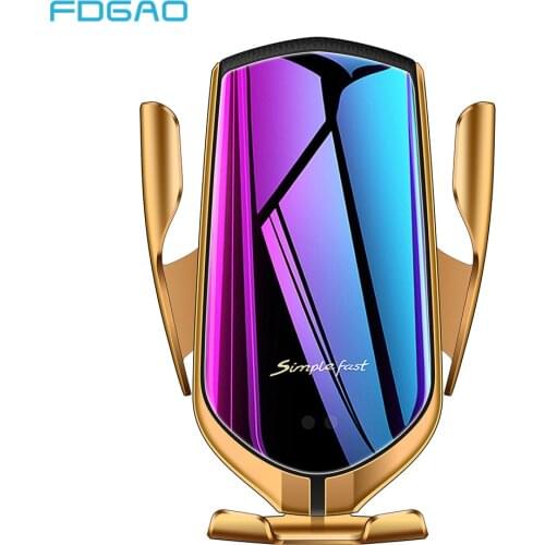 FDGAO Qi Wireless Car Charger 10W Fast Charging Phone Holder Automatic Clamping Mount For iPhone 11 Pro XS XR X 8 Samsung S10 S9