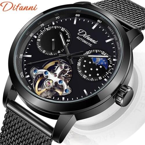Tourbillon Watch Automatic Mechanical Multi-function Moon Phase Multi-Time Zone Display Brand Tough Guy Style Pilot 1963 Watches