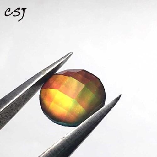 CSJ Created Diaspore Zultanite Loose Gemstone Round Checkerboard Cut Sultanite Diy Jewelry Color Change Stone Under Temperature