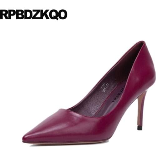 Purple stiletto medium heels luxury brand shoes women size 4 34 2019 casual thin slip on orange scarpin pumps green pointed toe