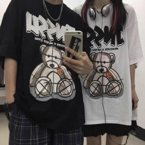 Womens T-shirts Oversized bts Anime Y2k Top Short Sleeve T-shirt Kawaii Tops For Couple Clothes Street Loose Fashion Clothing