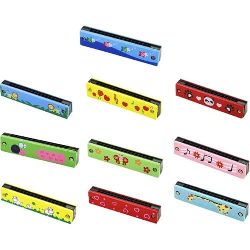 Double-Row 16 Hole Wooden Color Harmonica for Beginner Students Kids M5TC
