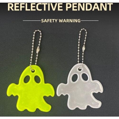 Halloween ghost Reflective pendant charm bag accessories hanger reflective keychain keyrings for safety use 600 Light
