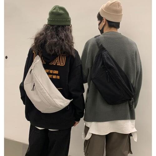 Canvas Casual Fanny Waist Bags Unisex Solid Color Chest Street Zipper Crossbody Shoulder Bag New Fashion Women Men Canvas Pack