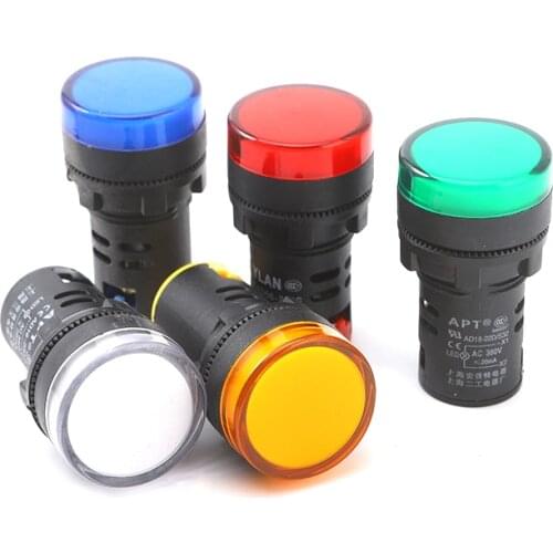 10 pcs 12V 24V 220V 380V 22mm Panel Mount LED Power Indicator Pilot Signal Light Lamp