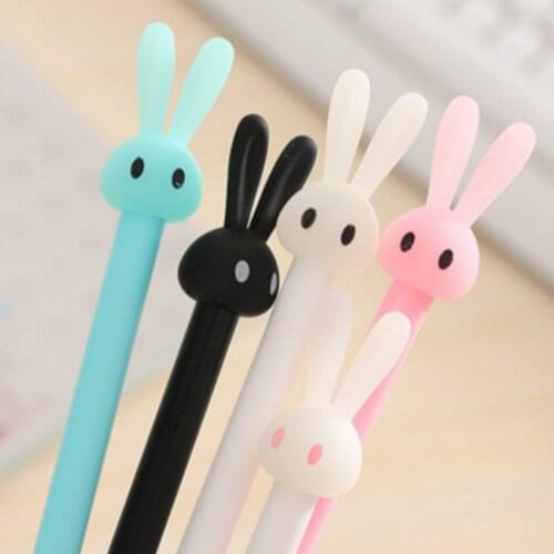 Kawaii Pen Long Ears Rabbit Pen for Girl Student Gift Cute Cartoon Plastic Gel Pen Creative Office Supplies Stationery Supplies