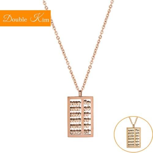 Chinese Abacus Pendant Necklace Titanium Stainless Steel Material Chain Necklace Fashion Trendy Women Jewelry Gift