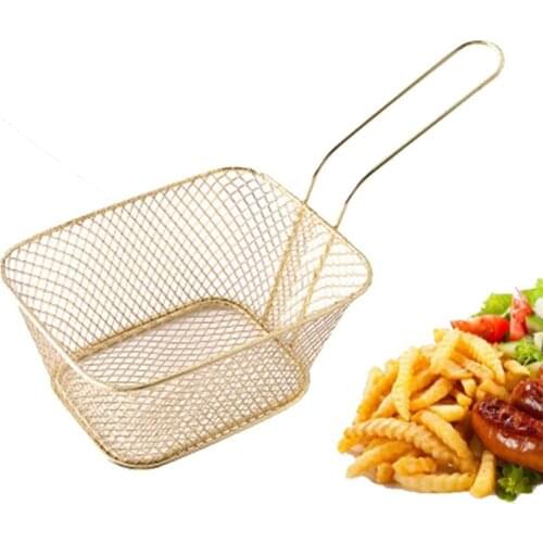 French Fries Basket Mini Portable Chips Frying Basket Iron Wire Strainer Fryer Kitchen Cooking Chef Basket Colander Tool