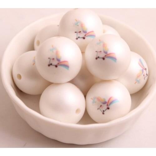 Kwoi Vita Custom Fashion 20MM 100pcs/lot Chunky Acrylic Print Beads for Kids Necklace Jewelry