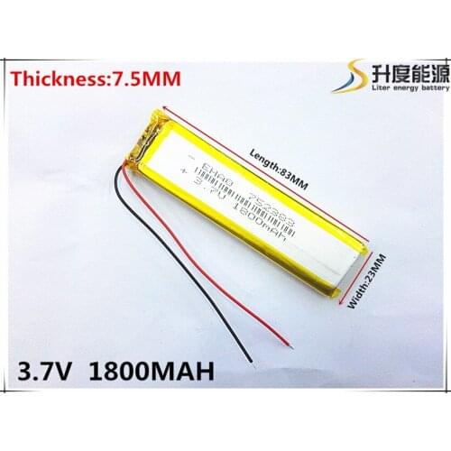 Li-po 3.7V,1800mAH,[752383] Polymer lithium ion / Li-ion battery for TOY,POWER BANK,GPS,mp3,mp4,cell phone,speaker