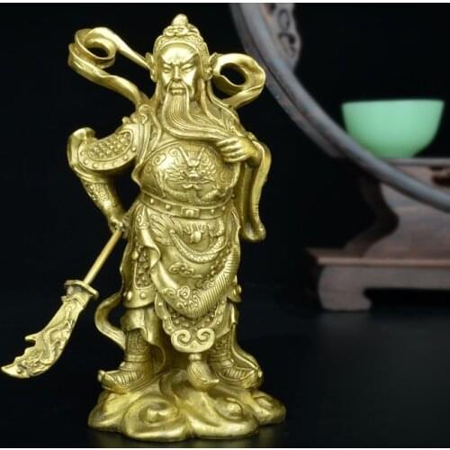 Copper Crafts decoration Fine Buddha Brass Guangong, cobre puro, Guan yu, Guan Gong estatua, figura de buda, el dios de riqueza