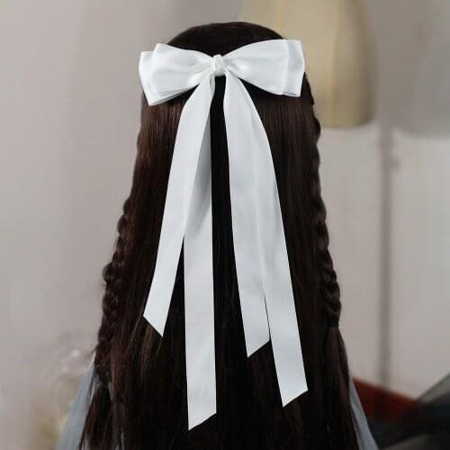 Lovely Big Bow Bridal Wedding Accessories Hairpin Bridal White/Black Headwear