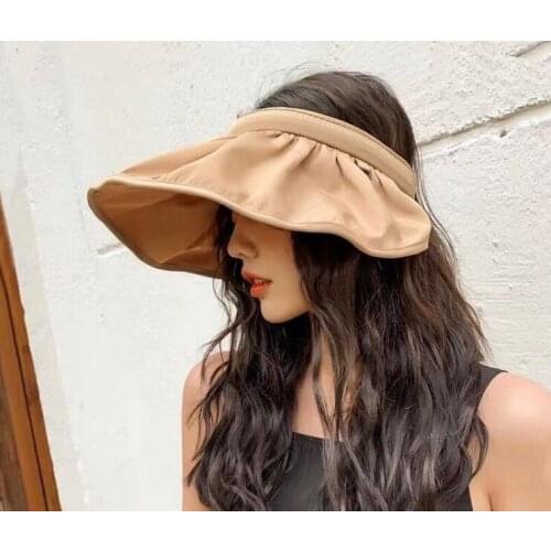 Fashionable Womens Sun Hat Foldable SunBonnet Shell Cap Canvas Topee Cap Cotton Sun Cap Average Size