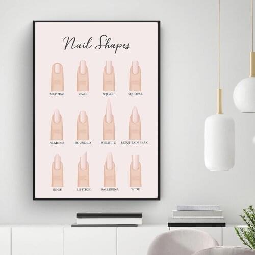 Fashion Nail Shapes Beauty Salon Posters Wall Art Canvas Painting Makeup Nail Gifts Prints Room Decor Pictures Home Decoration