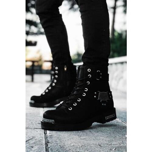 Men Winter Boot Biker Boot Unisex Black Motorcycle Boots Metal Decor Winter Men Boots Shoes Ankle Boots Male Shoes Durable