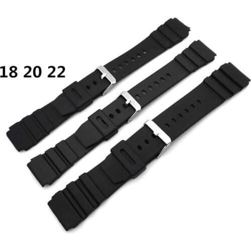 18-22mm Men Black Silicone Rubber Waterproof Sport Wrist Watch Band Strap