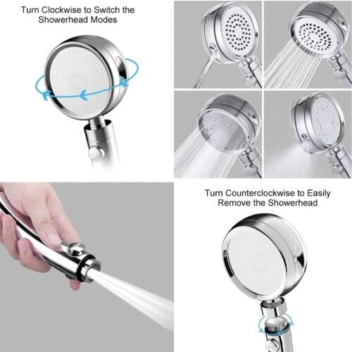 Handheld Shower Head High Pressure 5 Function Adjustable Bath Shower with On/Off Pause Switch Removable Filter