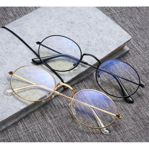 Clear Lens Small Oval womens eyeglasses frame Men Metal Computer Glasses Vintage Luxury Brand Round Blue Light Glasses