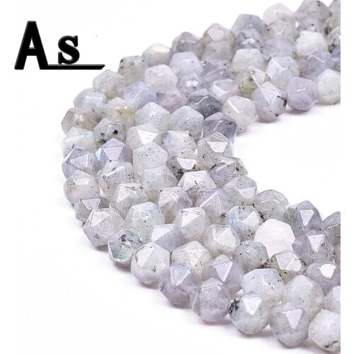 Asingeloo Wholesale Smooth Faceted Natural Stone Beads Gray Quartz For Jewelry Making Loose Strand Beads
