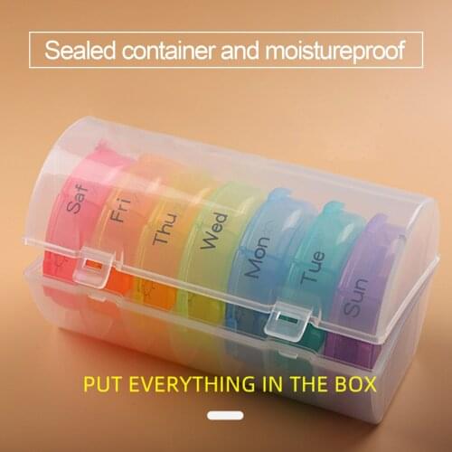 Weekly Pill Organizer Pill Case Pill Box Large Compartments Moisture-Proof Medication Reminder Portable Travel Container