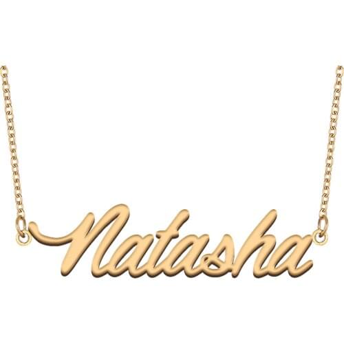 Natasha Name Necklace for Women Stainless Steel Jewelry 18k Gold Plated Nameplate Pendant Femme Mother Girlfriend Gift