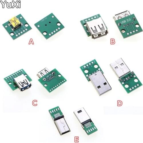 Mini Micro USB USB A Male USB 2.0 3.0 A Female USB B Connector Interface to 2.54mm DIP PCB Converter Adapter Breakout Board