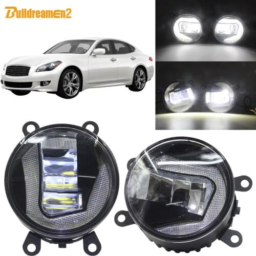 Buildreamen2 Car Styling LED Projector Fog Light + Daytime Running Light DRL White 12V For Infiniti M M25 M56 M37 2011-2013